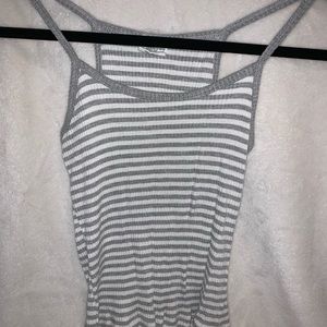 Grey and White Striped Tank Top